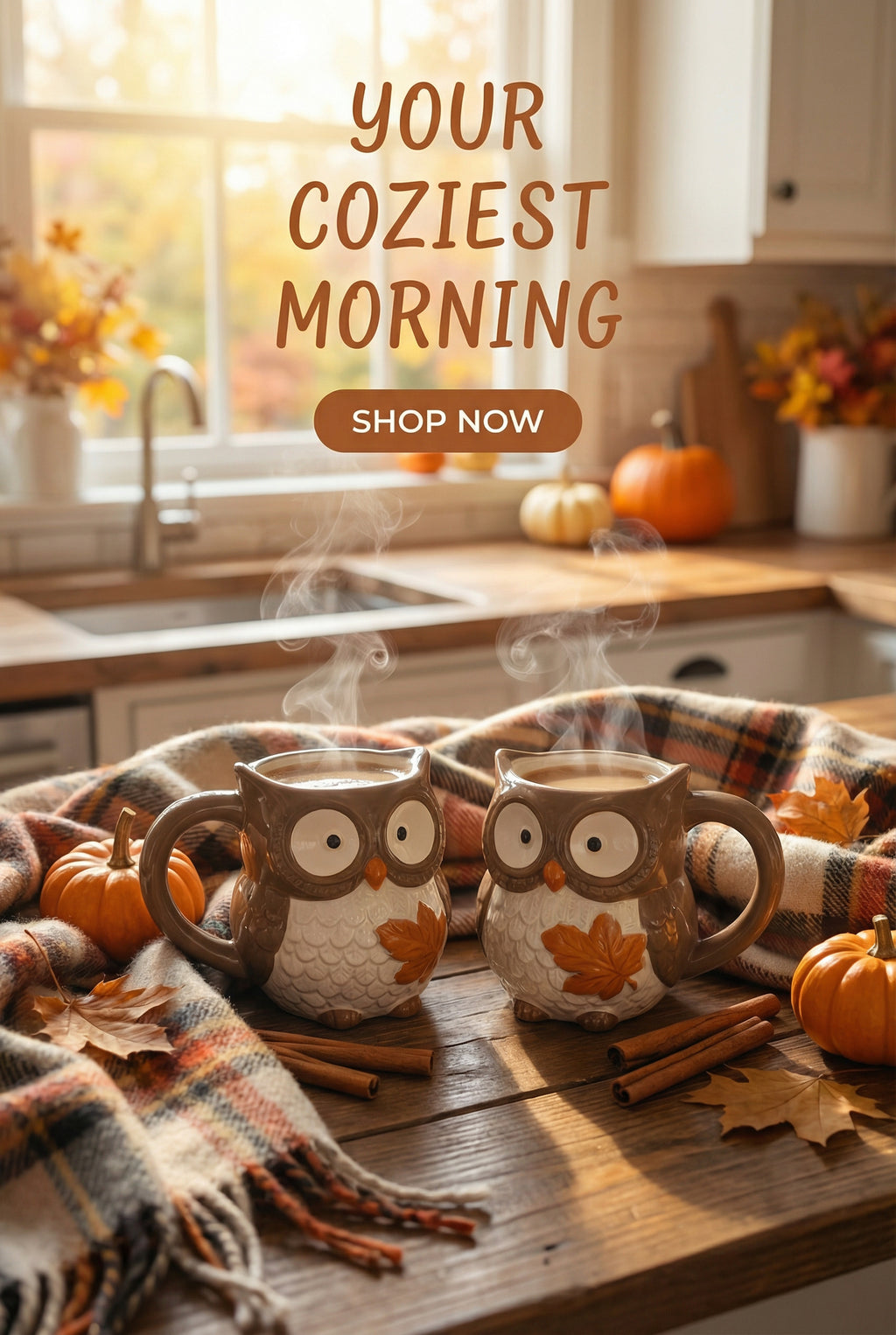 Owl Turkey Coffee Mug Set of 2
